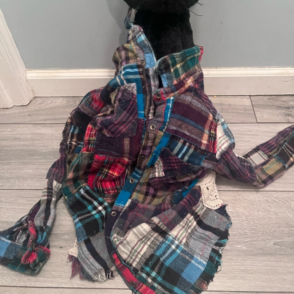 Free People lost in plaid patchwork flannel - Picture 6 of 7